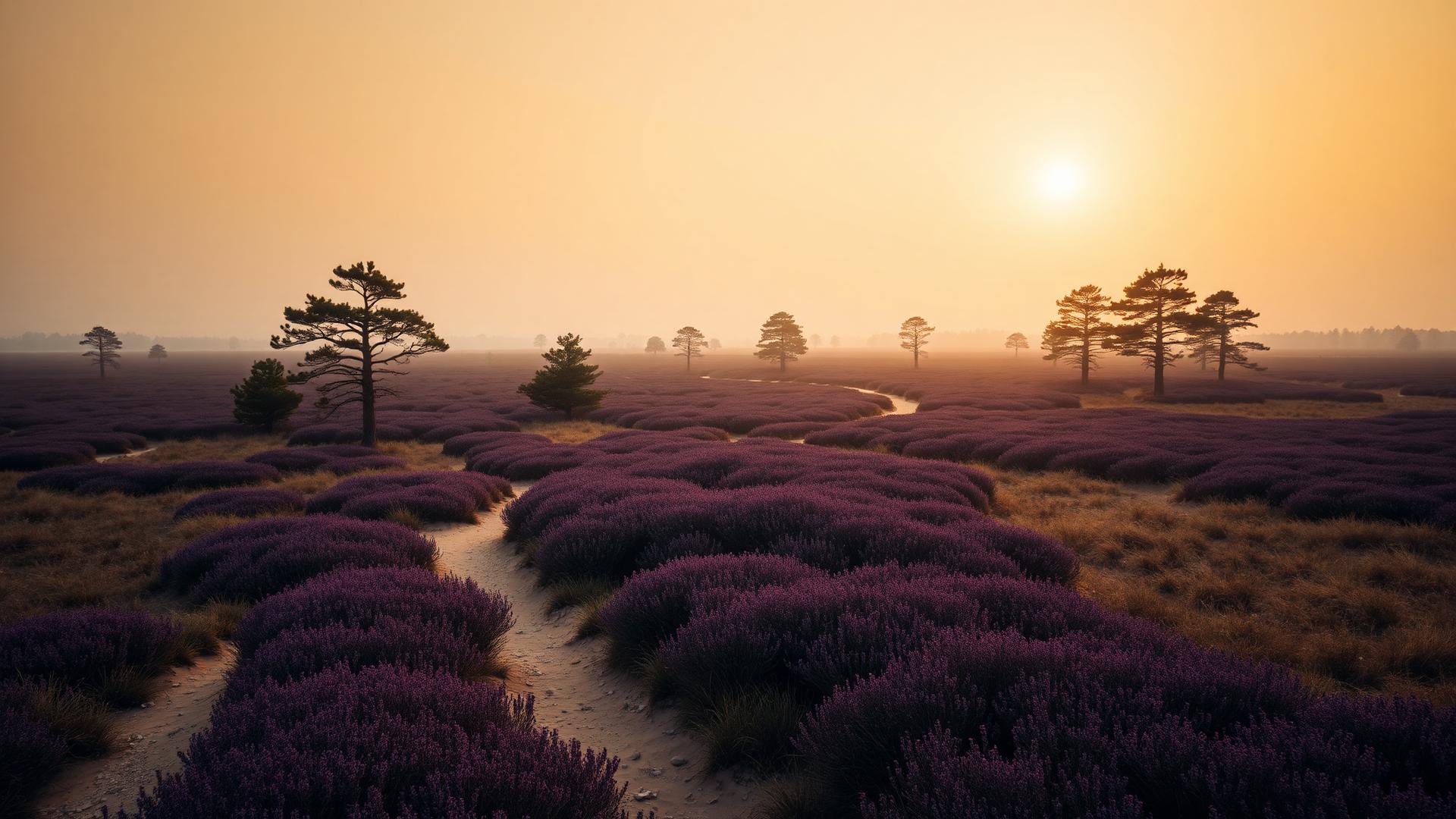 Zandpad door heide en naaldbos op de Noord-Veluwe